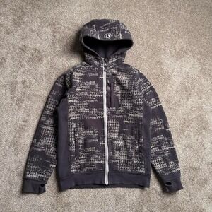 GREY LULULEMON GLITCH AOP ZIP UP HOODIE